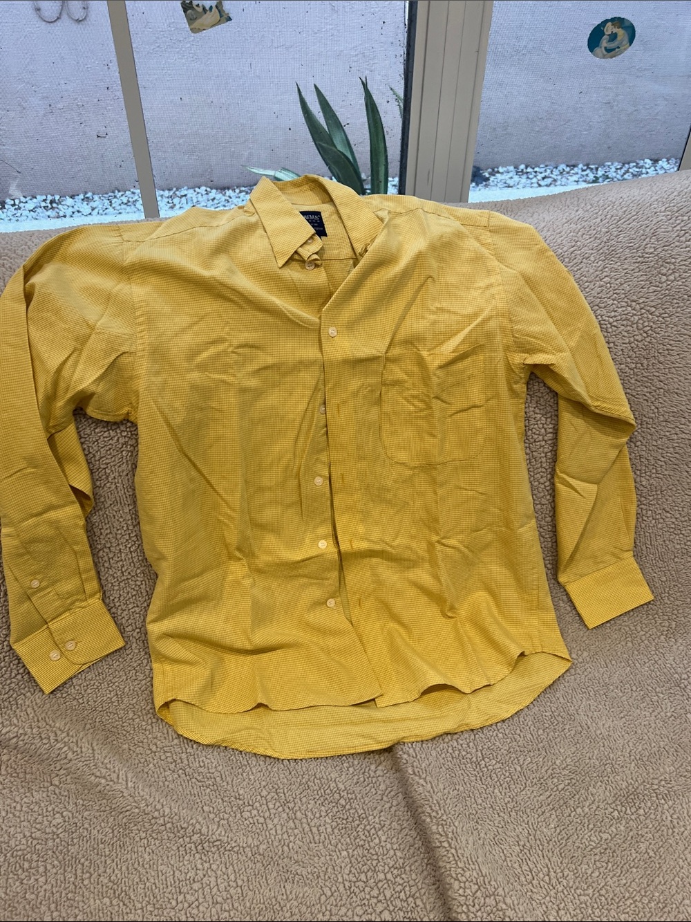 Men's Yellow Long-Sleeve Button-Up Shirt